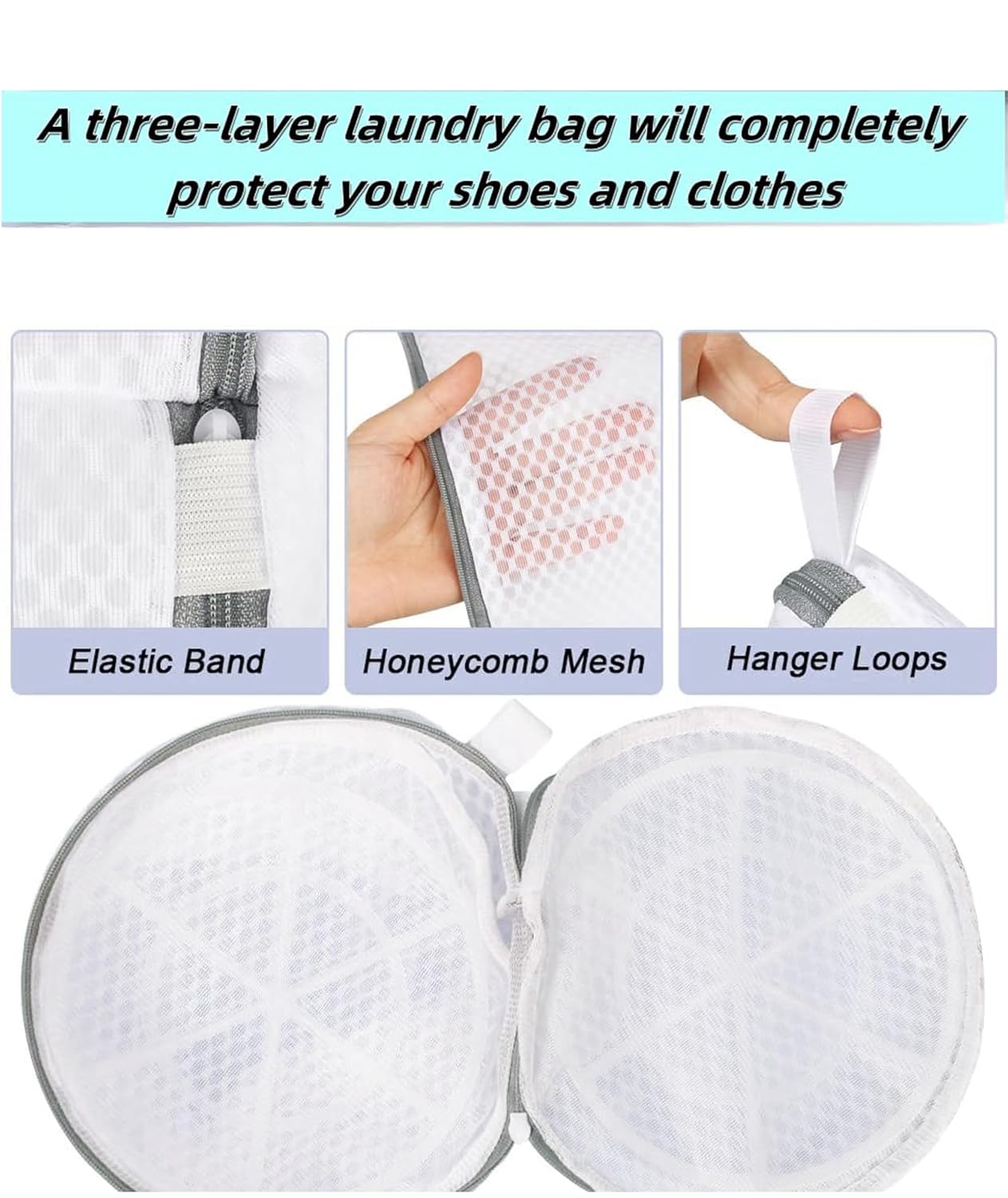 Shoe washing machine bag, Laundry shoe pouch for washer and dryer, Reusable and Durable Zipper Plush Washing Machine Bag for Sneakers, Delicates and Toys