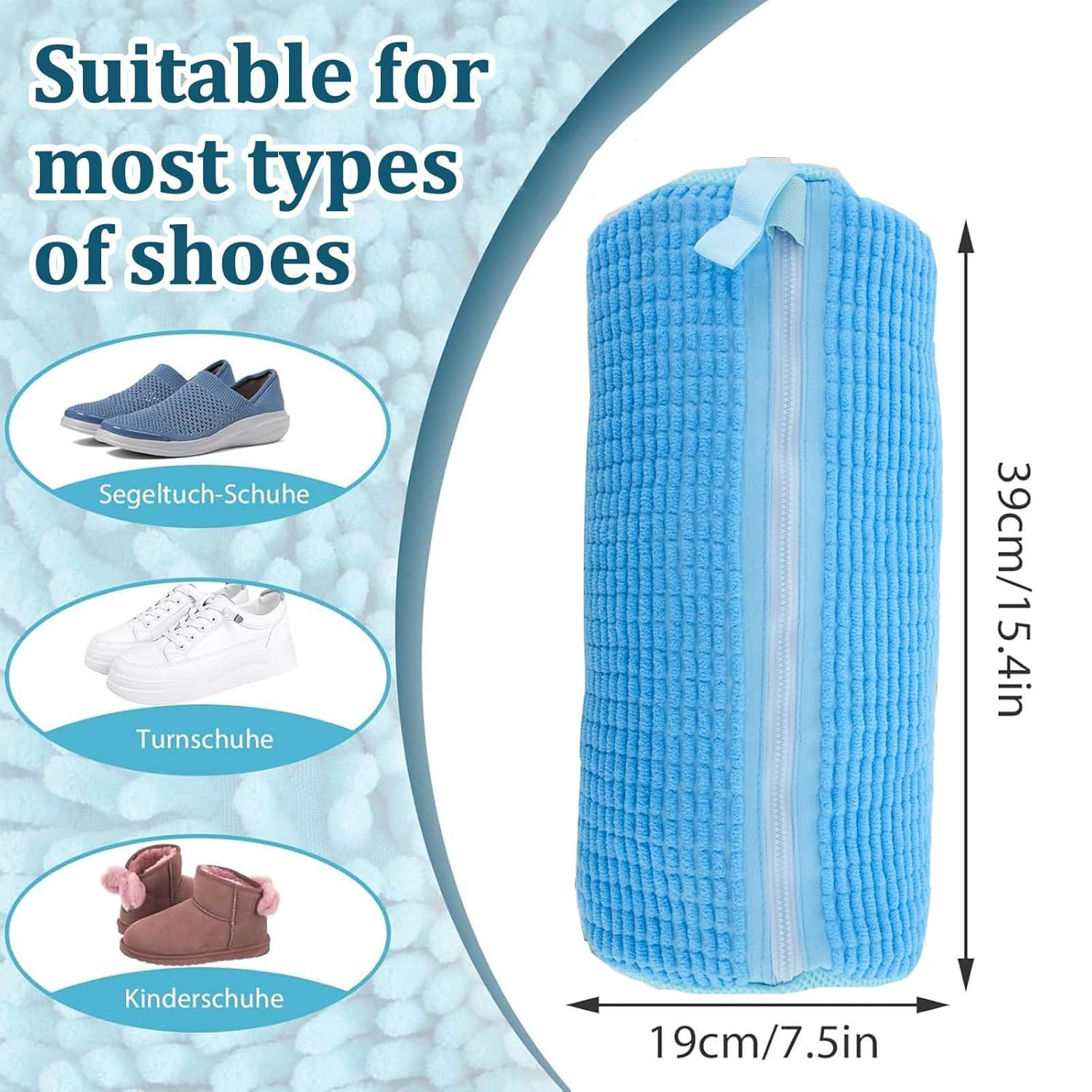 Shoe washing machine bag, Laundry shoe pouch for washer and dryer, Reusable and Durable Zipper Plush Washing Machine Bag for Sneakers, Delicates and Toys