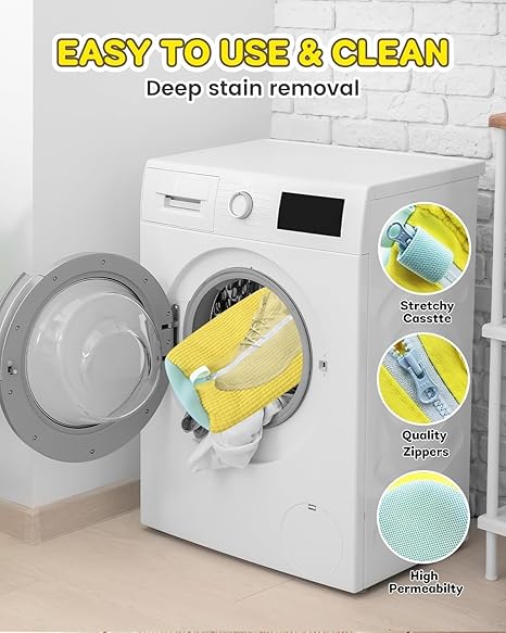 Shoe washing machine bag, Laundry shoe pouch for washer and dryer, Reusable and Durable Zipper Plush Washing Machine Bag for Sneakers, Delicates and Toys