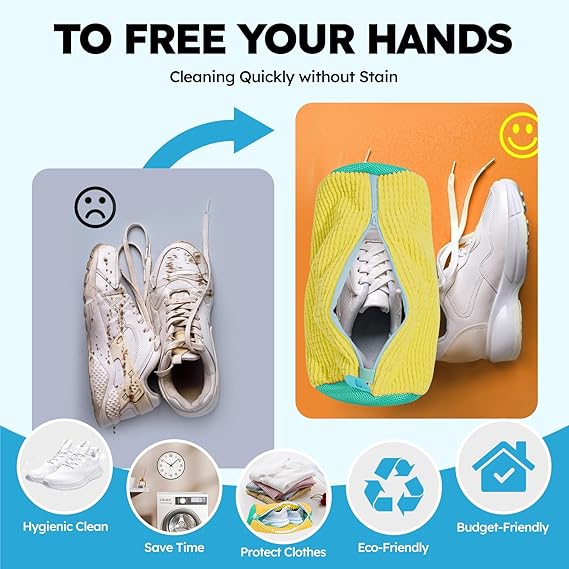 Shoe washing machine bag, Laundry shoe pouch for washer and dryer, Reusable and Durable Zipper Plush Washing Machine Bag for Sneakers, Delicates and Toys