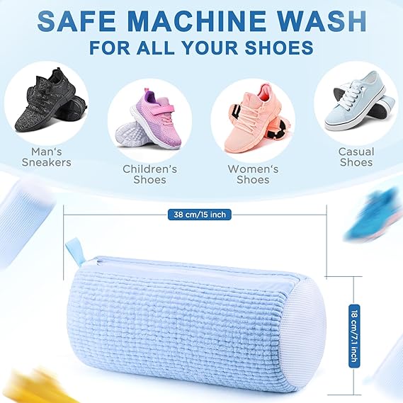 Shoe washing machine bag, Laundry shoe pouch for washer and dryer, Reusable and Durable Zipper Plush Washing Machine Bag for Sneakers, Delicates and Toys