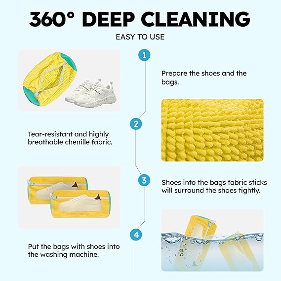 Shoe washing machine bag, Laundry shoe pouch for washer and dryer, Reusable and Durable Zipper Plush Washing Machine Bag for Sneakers, Delicates and Toys