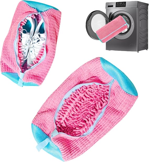 Shoe washing machine bag, Laundry shoe pouch for washer and dryer, Reusable and Durable Zipper Plush Washing Machine Bag for Sneakers, Delicates and Toys