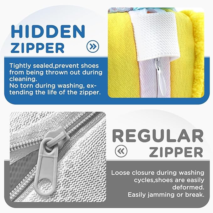 Shoe washing machine bag, Laundry shoe pouch for washer and dryer, Reusable and Durable Zipper Plush Washing Machine Bag for Sneakers, Delicates and Toys
