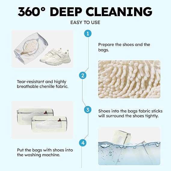 Shoe washing machine bag, Laundry shoe pouch for washer and dryer, Reusable and Durable Zipper Plush Washing Machine Bag for Sneakers, Delicates and Toys