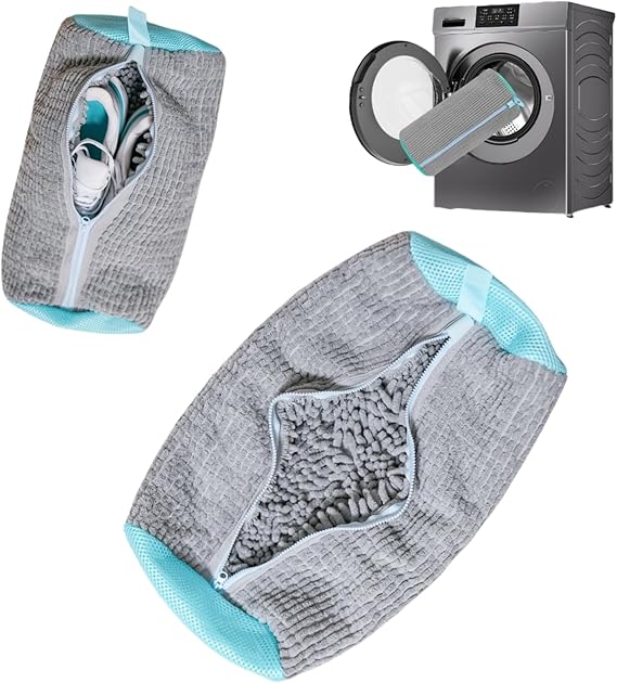 Shoe washing machine bag, Laundry shoe pouch for washer and dryer, Reusable and Durable Zipper Plush Washing Machine Bag for Sneakers, Delicates and Toys