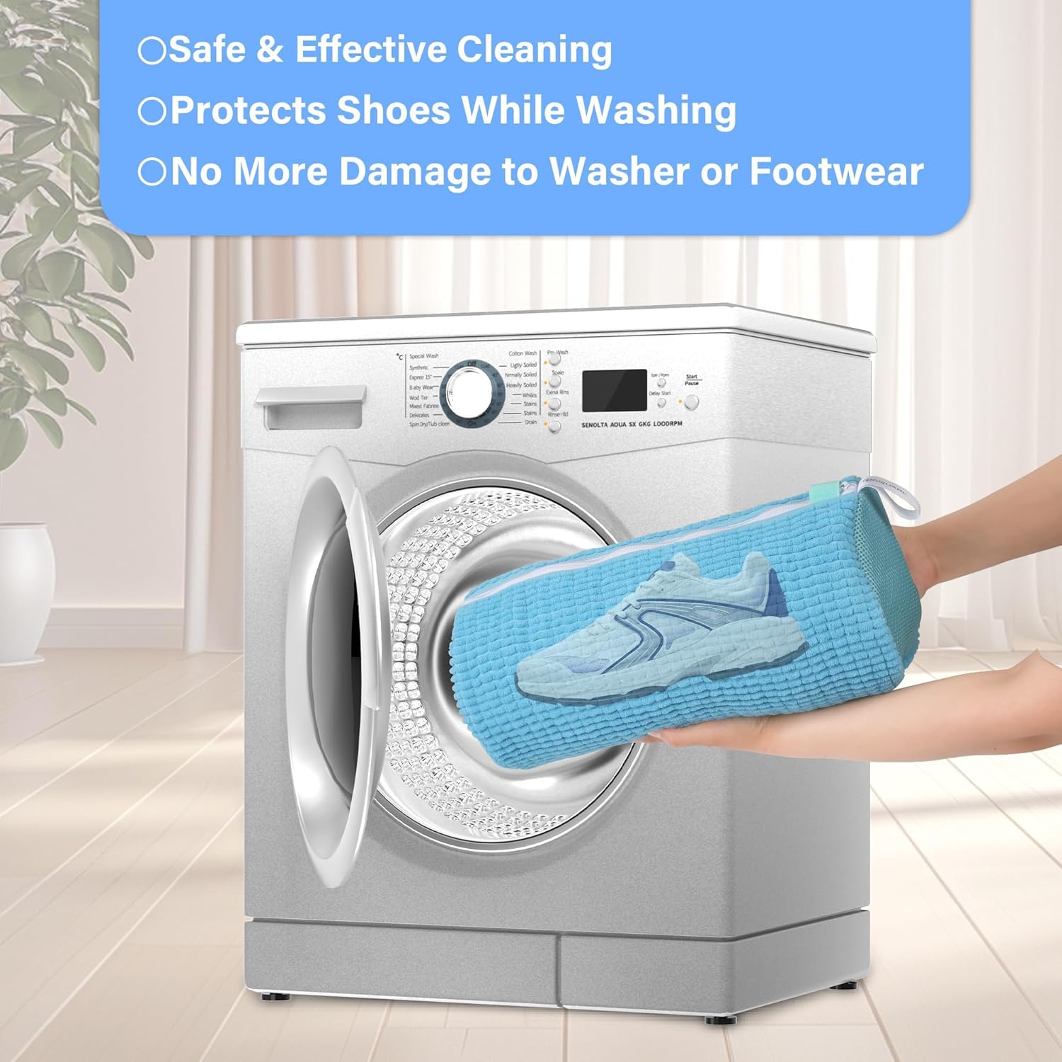 Shoe washing machine bag, Laundry shoe pouch for washer and dryer, Reusable and Durable Zipper Plush Washing Machine Bag for Sneakers, Delicates and Toys