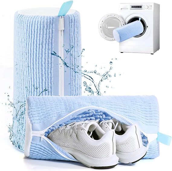 Shoe washing machine bag, Laundry shoe pouch for washer and dryer, Reusable and Durable Zipper Plush Washing Machine Bag for Sneakers, Delicates and Toys