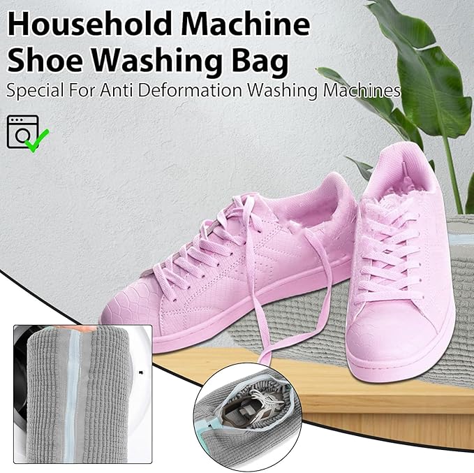 Shoe washing machine bag, Laundry shoe pouch for washer and dryer, Reusable and Durable Zipper Plush Washing Machine Bag for Sneakers, Delicates and Toys