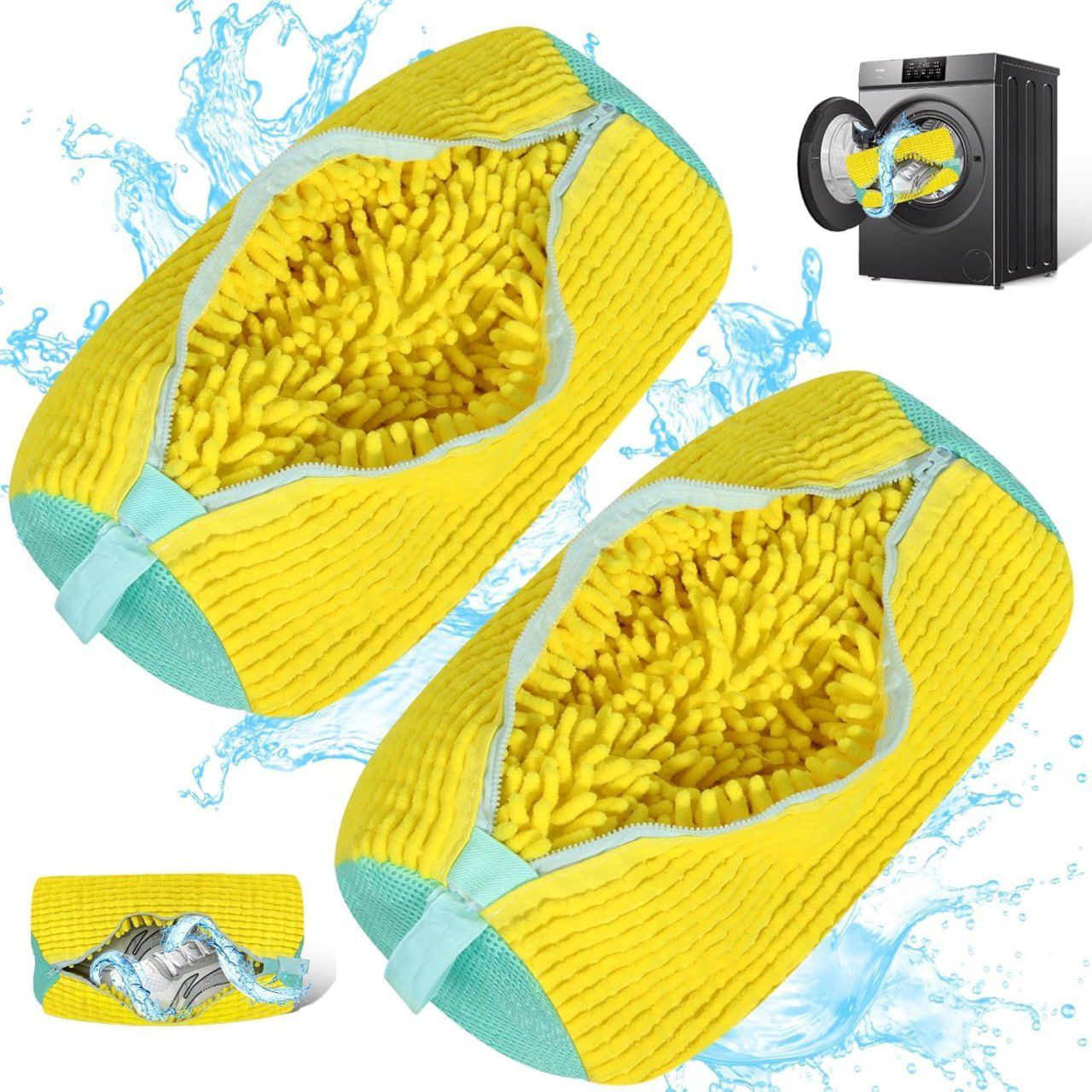 Shoe washing machine bag, Laundry shoe pouch for washer and dryer, Reusable and Durable Zipper Plush Washing Machine Bag for Sneakers, Delicates and Toys