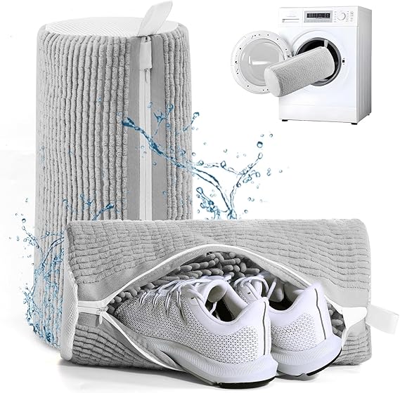 Shoe washing machine bag, Laundry shoe pouch for washer and dryer, Reusable and Durable Zipper Plush Washing Machine Bag for Sneakers, Delicates and Toys