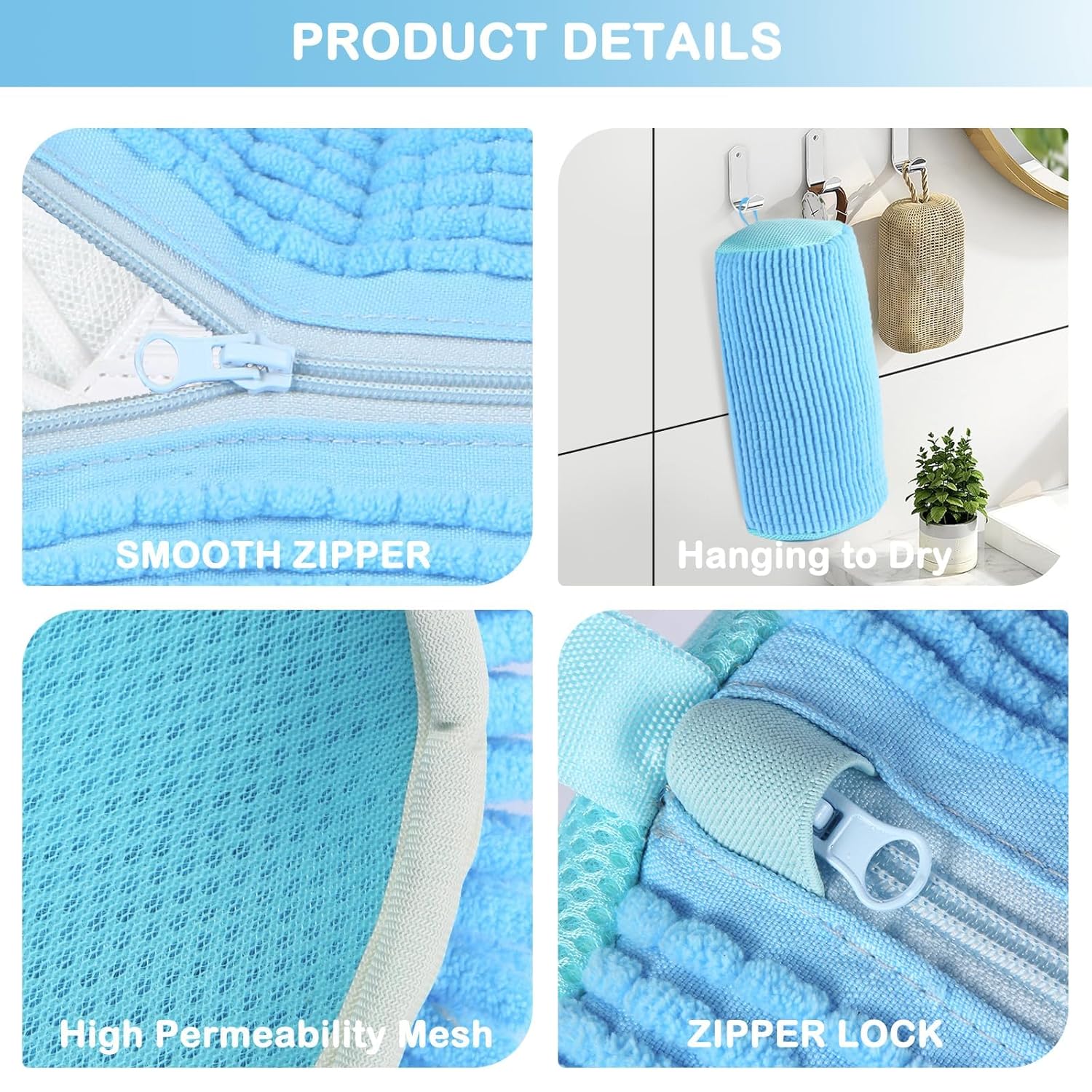 Shoe washing machine bag, Laundry shoe pouch for washer and dryer, Reusable and Durable Zipper Plush Washing Machine Bag for Sneakers, Delicates and Toys