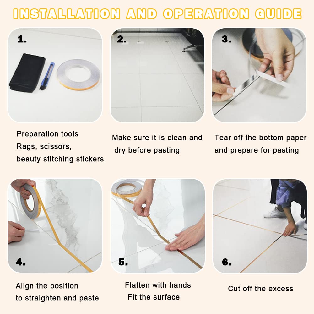 Tile stickers for flooring, tiles gap tape waterproof filling sticker,Self-Adhesive ceramic,marble Wall & Floor Decor Tape (0.5 cm * 50 Meter)