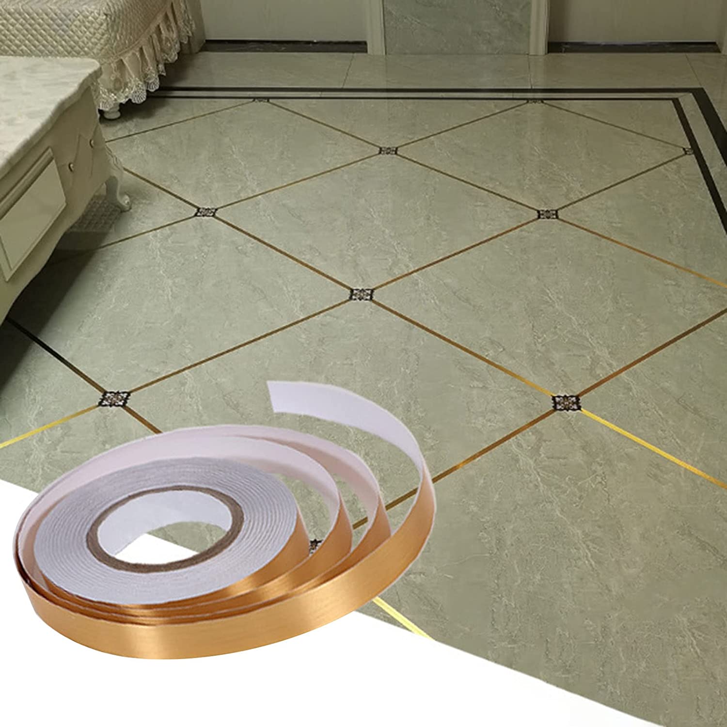 Tile stickers for flooring, tiles gap tape waterproof filling sticker,Self-Adhesive ceramic,marble Wall & Floor Decor Tape (0.5 cm * 50 Meter)