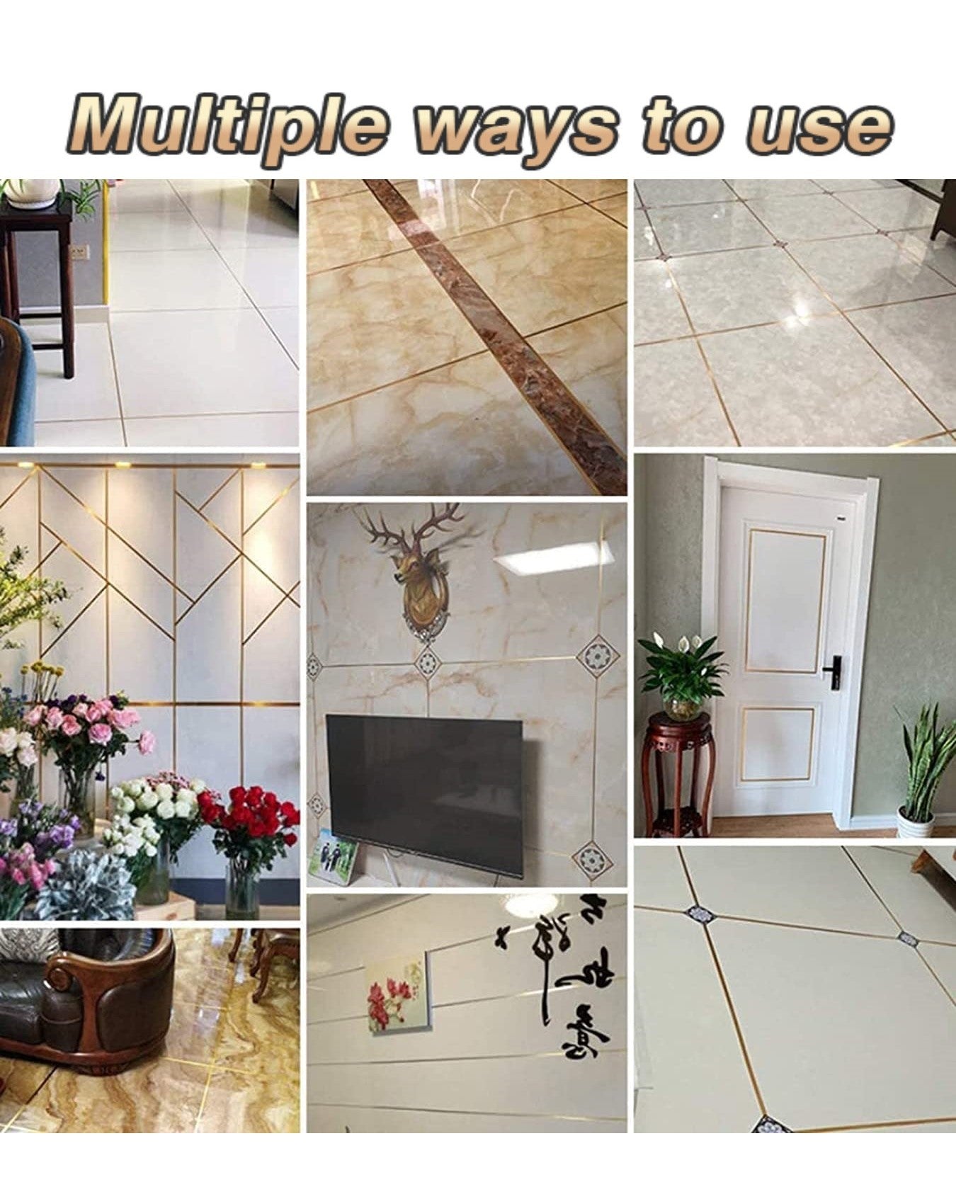 Tile stickers for flooring, tiles gap tape waterproof filling sticker,Self-Adhesive ceramic,marble Wall & Floor Decor Tape (0.5 cm * 50 Meter)