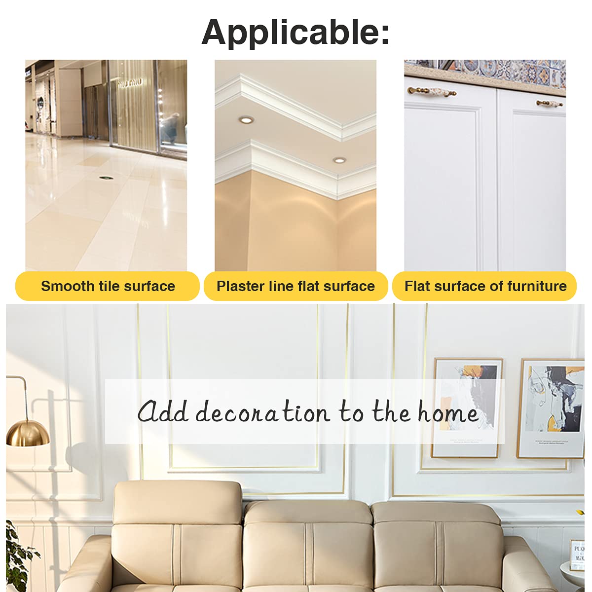 Tile stickers for flooring, tiles gap tape waterproof filling sticker,Self-Adhesive ceramic,marble Wall & Floor Decor Tape (0.5 cm * 50 Meter)