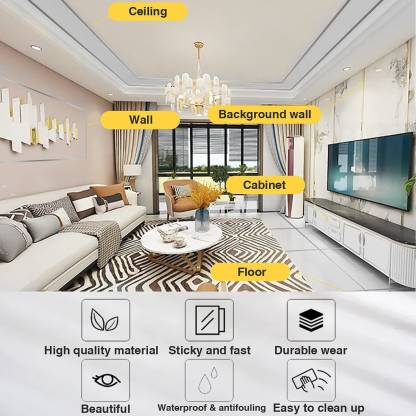 Tile Stickers Decorative Floor Wall Sticker Foil Line Peel and Stick Adhesive Waterproof Gap Cover for Kitchen Bathroom Living Room Bedroom (1pc Roll) Silver (50 mtr)
