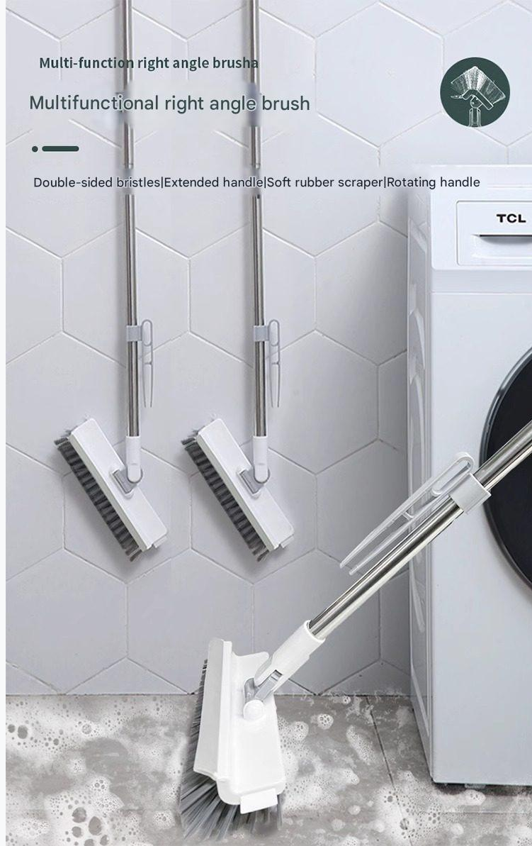 3 in 1 Multifunctional Floor Scrub Brush with Long Handle180°Rotating Stiff Bristle Scrape Brush for Cleaning Wall Corner Patio Bathroom Garage Kitchen Wall Deck Tub Tile