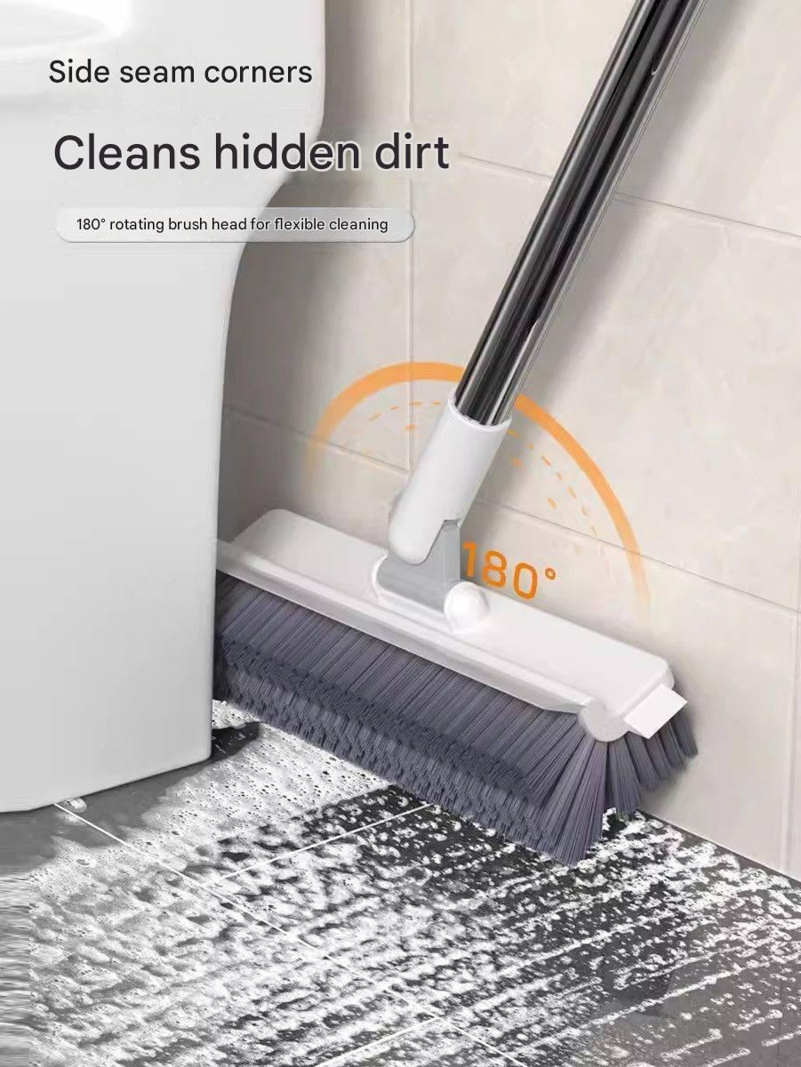3 in 1 Multifunctional Floor Scrub Brush with Long Handle180°Rotating Stiff Bristle Scrape Brush for Cleaning Wall Corner Patio Bathroom Garage Kitchen Wall Deck Tub Tile
