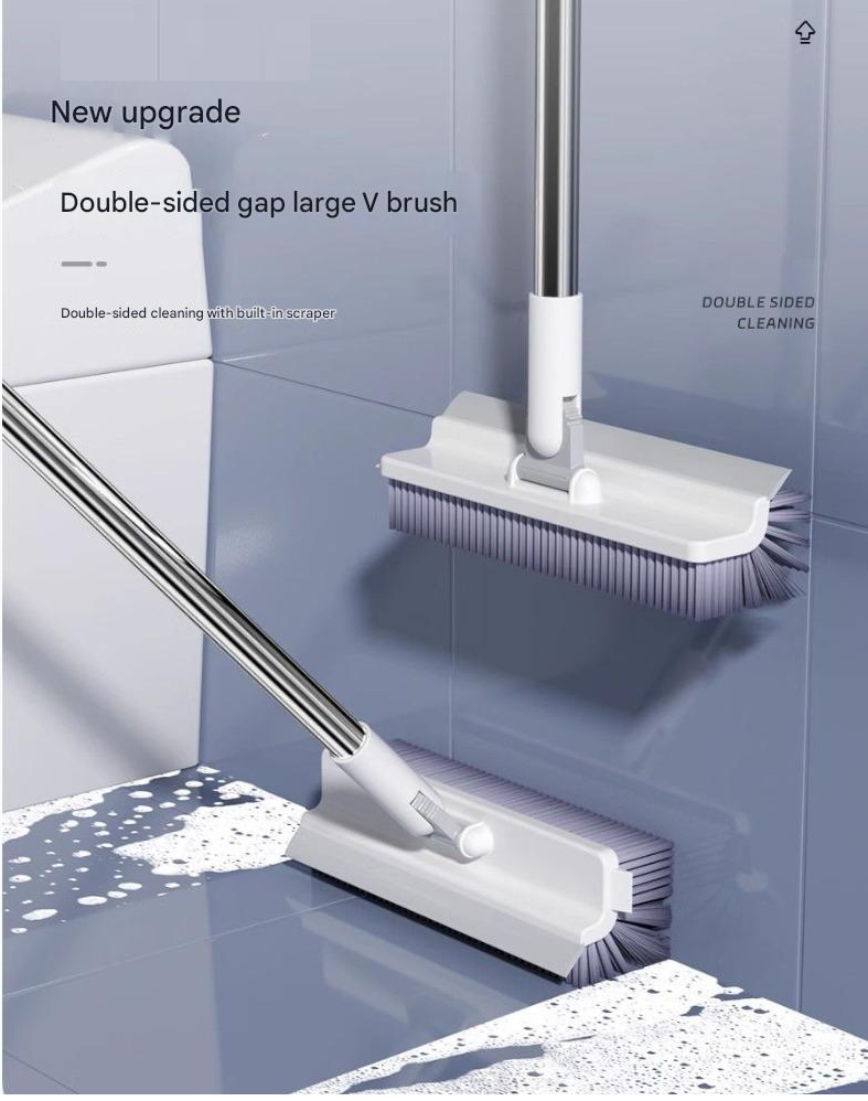 3 in 1 Multifunctional Floor Scrub Brush with Long Handle180°Rotating Stiff Bristle Scrape Brush for Cleaning Wall Corner Patio Bathroom Garage Kitchen Wall Deck Tub Tile