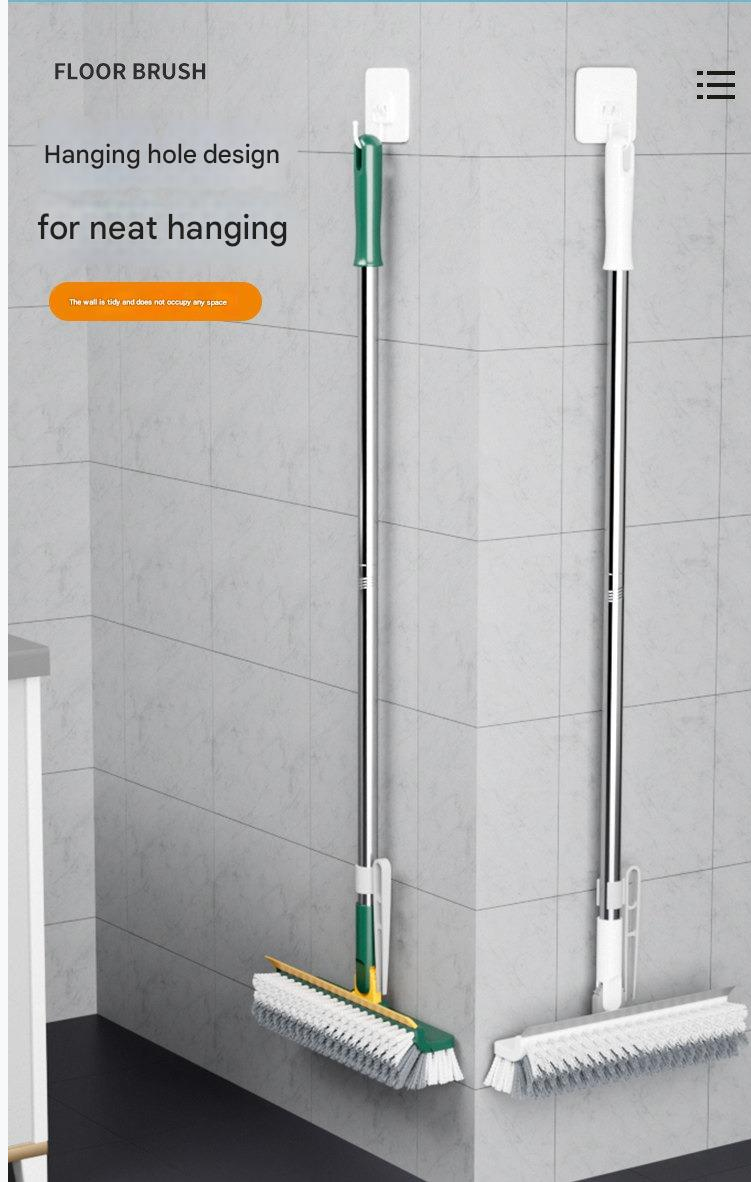 3 in 1 Multifunctional Floor Scrub Brush with Long Handle180°Rotating Stiff Bristle Scrape Brush for Cleaning Wall Corner Patio Bathroom Garage Kitchen Wall Deck Tub Tile