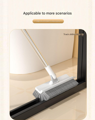 3 in 1 Multifunctional Floor Scrub Brush with Long Handle180°Rotating Stiff Bristle Scrape Brush for Cleaning Wall Corner Patio Bathroom Garage Kitchen Wall Deck Tub Tile