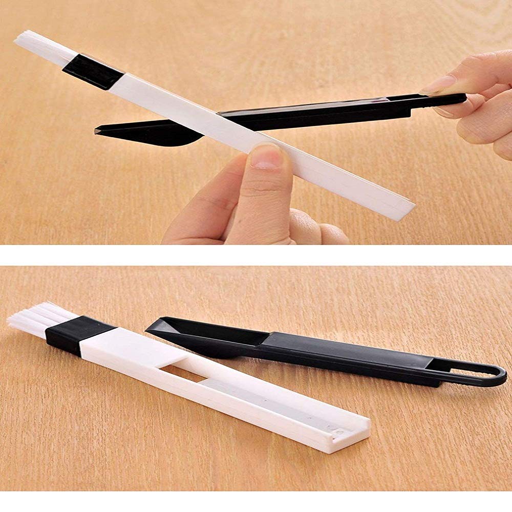 Plastic Corners & Edges Dust Multipurpose Use Cleaning Brush for Window Frame, Keyboard with Mini Dustpan, 2-Pieces