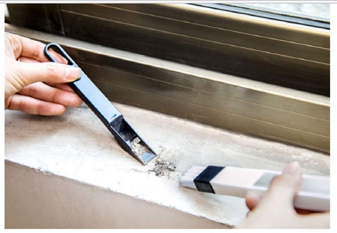 Plastic Corners & Edges Dust Multipurpose Use Cleaning Brush for Window Frame, Keyboard with Mini Dustpan, 2-Pieces