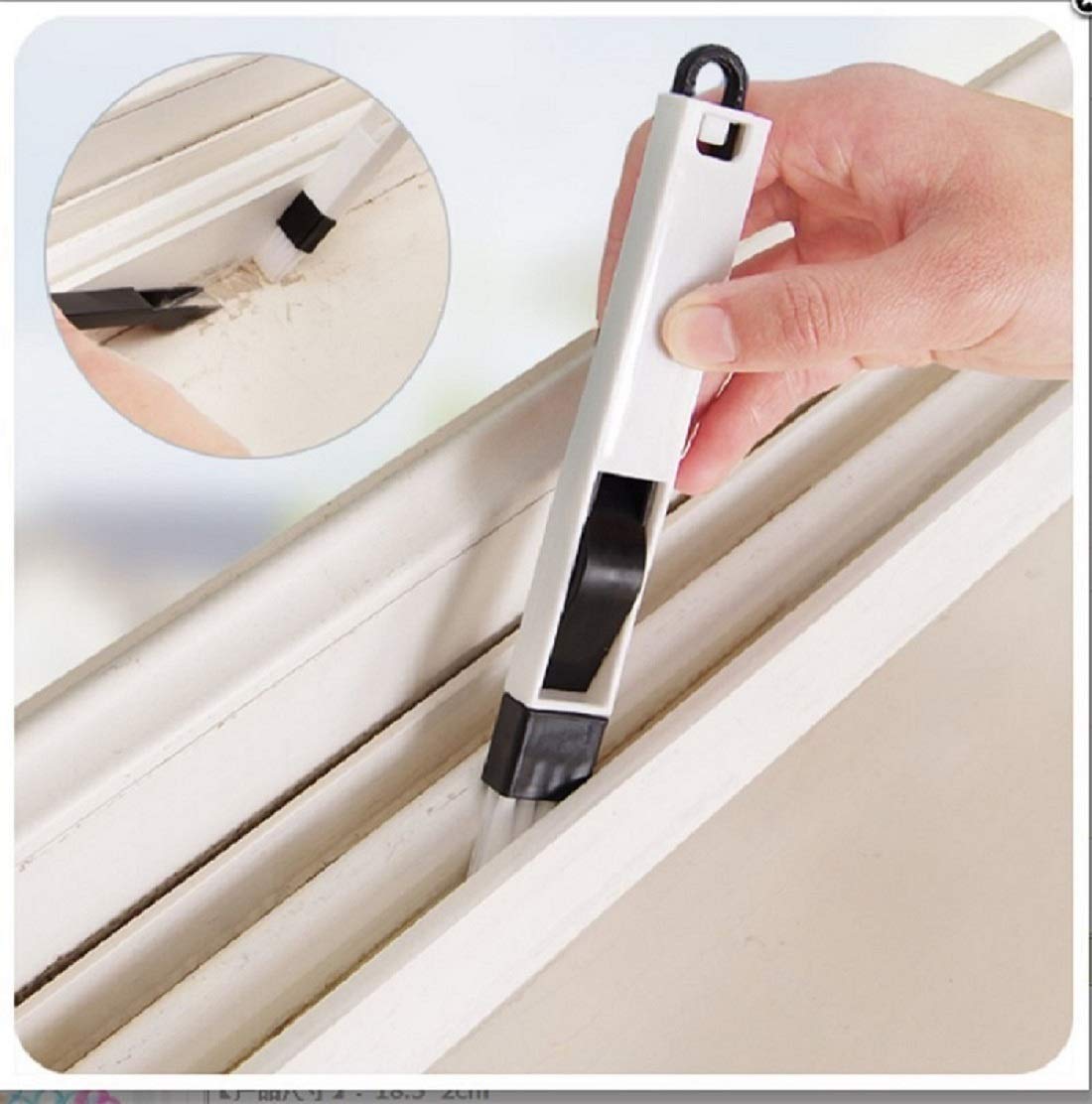 Plastic Corners & Edges Dust Multipurpose Use Cleaning Brush for Window Frame, Keyboard with Mini Dustpan, 2-Pieces