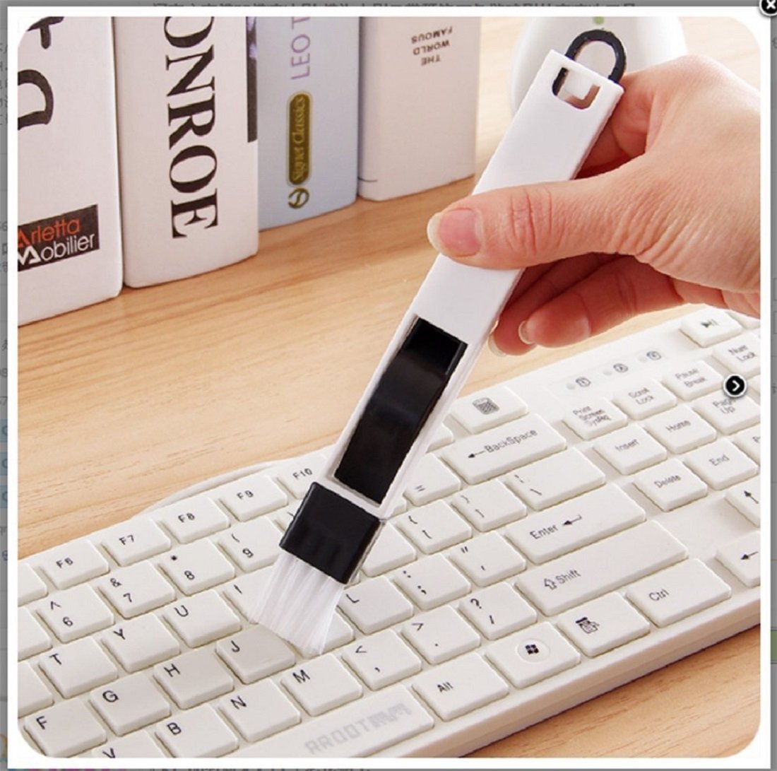 Plastic Corners & Edges Dust Multipurpose Use Cleaning Brush for Window Frame, Keyboard with Mini Dustpan, 2-Pieces