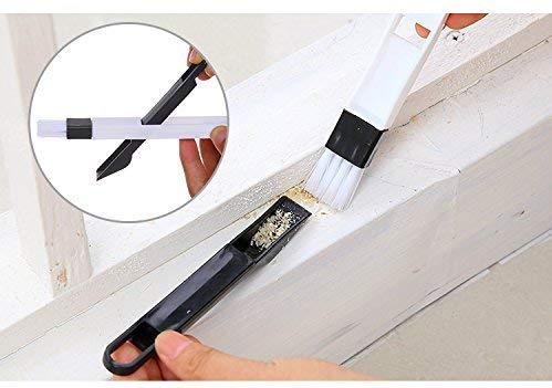 Plastic Corners & Edges Dust Multipurpose Use Cleaning Brush for Window Frame, Keyboard with Mini Dustpan, 2-Pieces